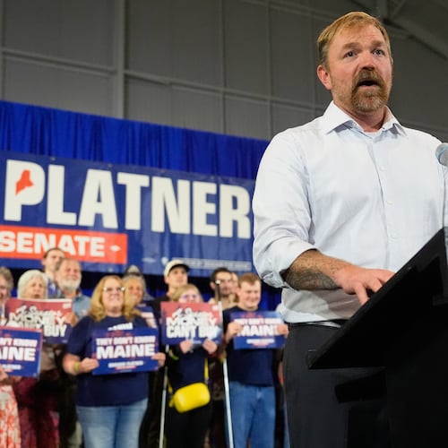Democratic U.S. Senate candidate Graham Platner speaks during a primary election night watch party after winning the Democratic nomination Tuesday, June 9, 2026, in Blue Hill, Maine. (AP Photo/Robert F. Bukaty)