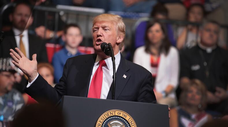 President Donald Trump speaks at a rally on June 21, 2017 in Cedar Rapids, Iowa. (Photo by Scott Olson/Getty Images)