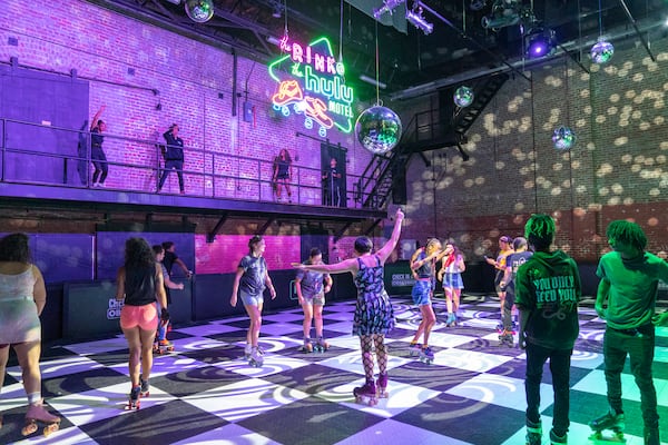 A pop-up skating rink Pop'N Creative built in the middle of the French Quarter for Hulu during Essence Fest in 2022. (Courtesy of Pop'N Creative/Erik Voake)
