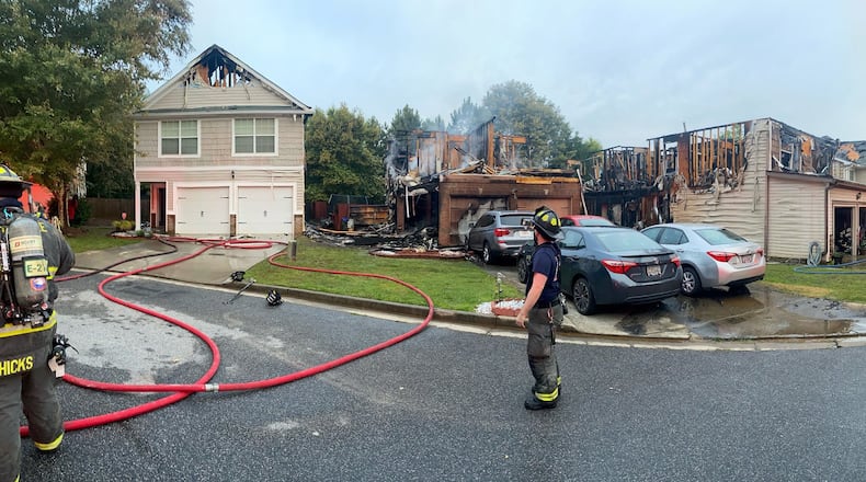 No one was reported injured, but the three burned homes are likely totally destroyed, according to officials.