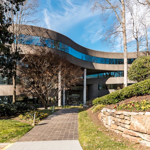 This is a photo of Piedmont Place, an office building at 3520 Piedmont Road NE, which was acquired by Christ Covenant Church in 2026. Transwestern represented the church in the sale. (Courtesy of Transwestern)