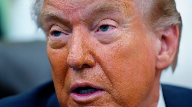 President Donald Trump speaks before signing a proclamation in the Oval Office at the White House, Tuesday, May 5, 2026, in Washington. (AP Photo/Jacquelyn Martin)