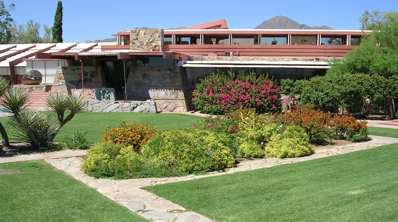 Frank Lloyd Wright's winter home and studio in Scottsdale, Ariz., will mark the 150th anniversary of the architect's birth June 8 with $1.50 admission and birthday cake. (Lori Rackl/Chicago Tribune/TNS)