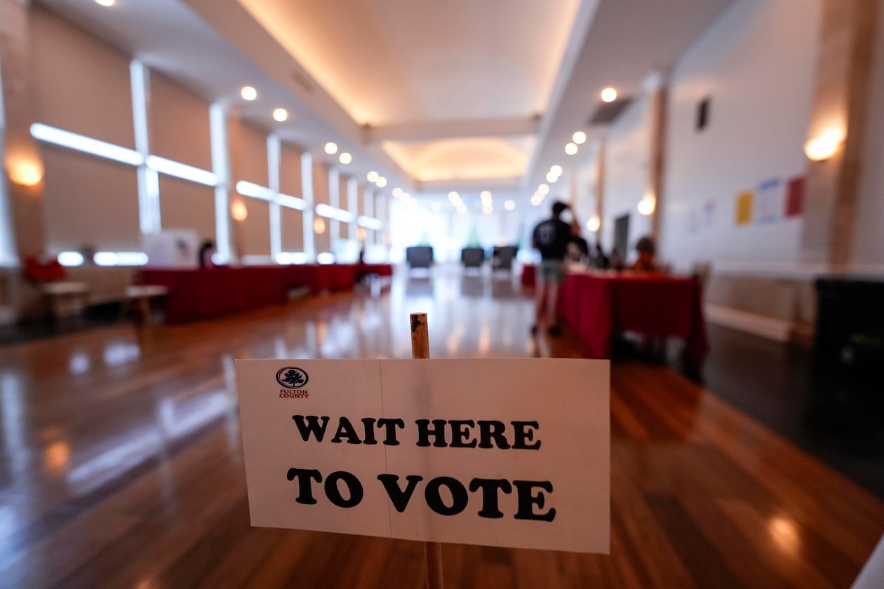 People vote in a runoff election at Park Tavern, Tuesday, June 16, 2026, in Atlanta. (Mike Stewart/AP)