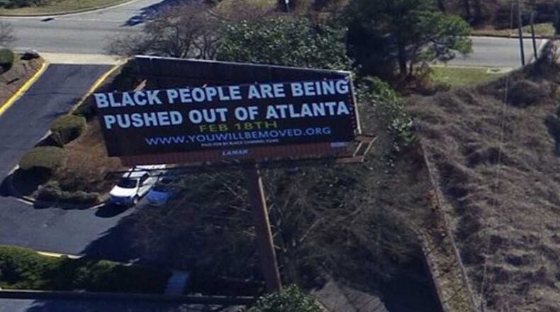 An Atlanta billboard promoting a new documentary about gentrification was paid for by Black Channel Films. ("Gentrified” website)