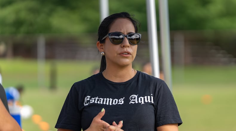 In preparation for the FIFA World Cup, the Latino Community Fund is sponsoring a soccer clinic and workshop for families to learn how to handle potential ICE interactions during the event. (Ben Hendren for the AJC)