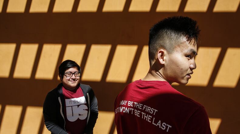 Tony Chau (right) and Julian Hernandez, who attend Claremont-McKenna College in California, are both “first generation” students. Neither was surprised to hear of the recent admissions scandal. ROBERT GAUTHIER / LOS ANGELES TIMES / TNS