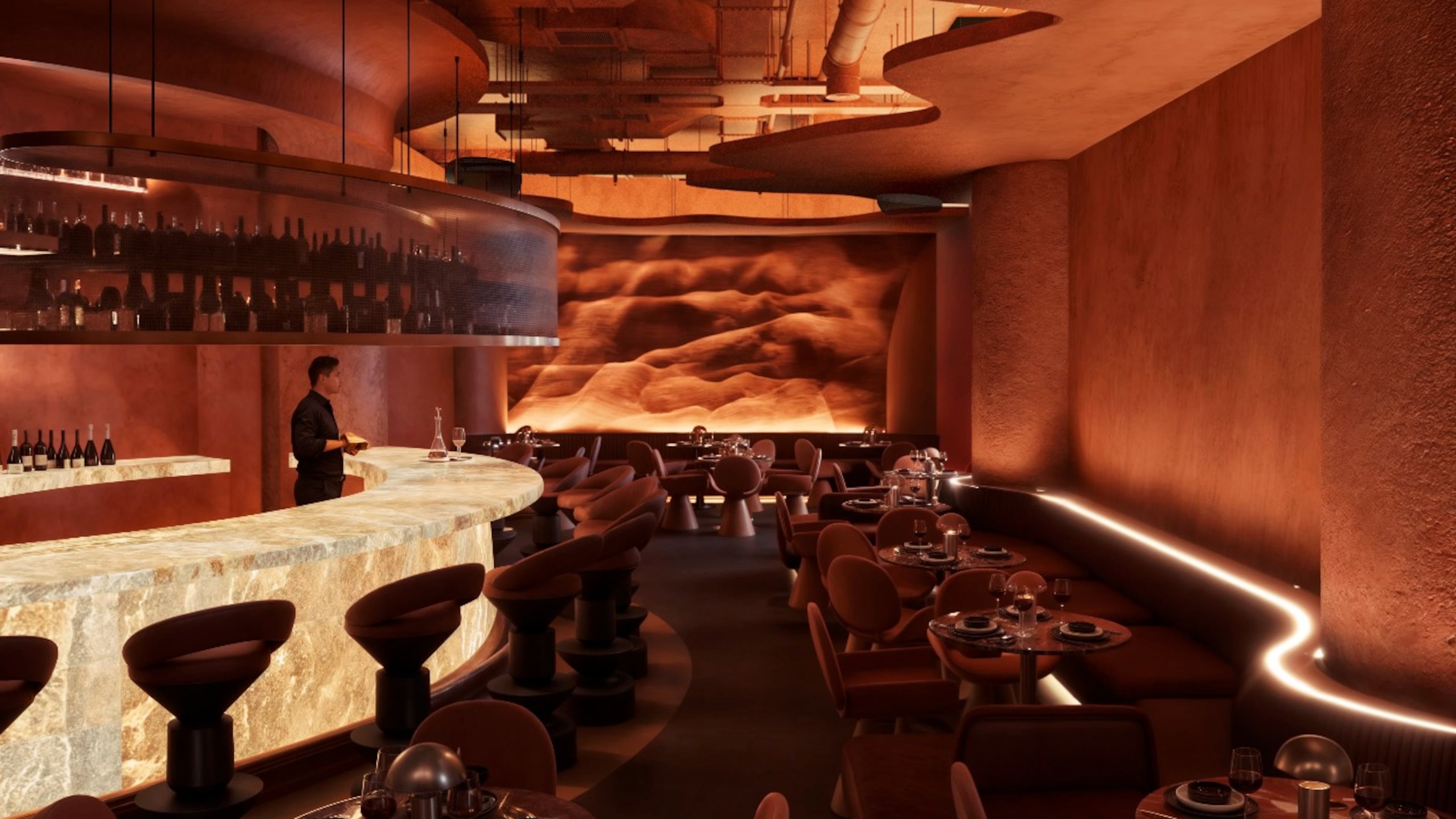 Interior design firm Maison Maluee will design La Cueva with a "dark and immersive atmosphere," according to a news release. (Rendering courtesy of Maison Maluee)