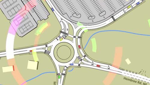 A screenshot from a video explaining the Pope High School roundabout project.