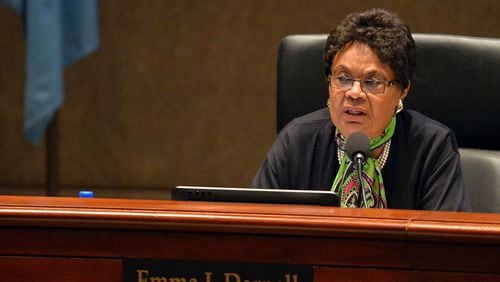 Former Fulton County Commissioner Emma Darnell, shown here in April 2015, died in May. Candidates to fill her seat on the commission were asked at a Monday forum what they would do to carry on the work she emphasized. KENT D. JOHNSON/ AJC FILE
