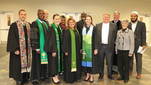 Alpharetta clergy pose for a photo after a recent Thanksgiving Day service.