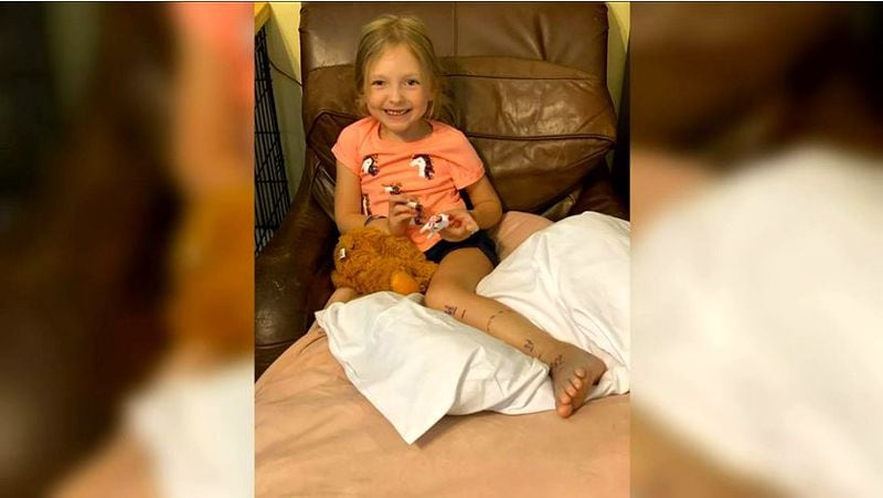 Brooklyn Bell, 6, was bitten by a copperhead snake while walking in Conyers.