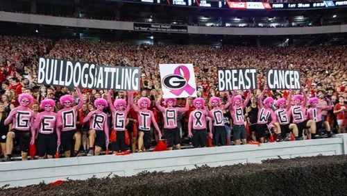 The UGA 'Spike Squad' got behind the 'Bulldogs Battle Breast Cancer' movement last October during Georgia's game against Vanderbilt at Sanford Stadium. (Photo provided by Dwight Standridge)