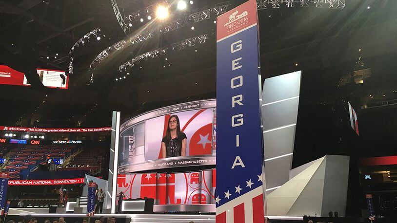 Georgia sign on display Sunday at the Republican National Convention in Cleveland. Credit. Will Garbe / Dayton Daily News