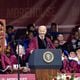 President Joe Biden speaks at the commencement ceremony at Morehouse College in Atlanta on Sunday, May 19, 2024. (Arvin Temkar / AJC)