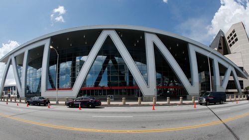 This July 6, 2017, file photo shows Philips Arena, home of the Atlanta Hawks NBA basketball team, in Atlanta. Philips Arena in Atlanta is being renamed for State Farm after a $192.5 million renovation. The Atlanta Hawks and the insurance company announced Wednesday, Aug. 29, 2018, they have reached a 20-year deal on the naming rights for the arena, which is currently in the final phase of its renovation.