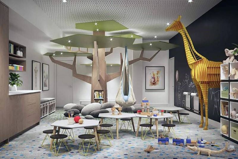 This rendering depicts a playroom inside the Bill and Olivia Amos Children’s Hospital after a major renovation project of the building is complete. (Courtesy of Piedmont Columbus Regional)