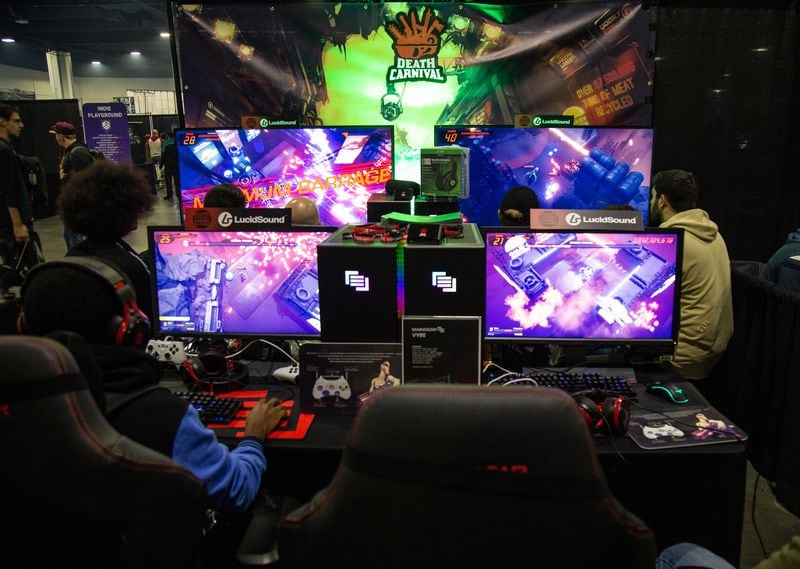 People play Death Carnival during DreamHack Atlanta at the Georgia World Congress Center Sunday, November 17, 2019.  STEVE SCHAEFER / SPECIAL TO THE AJC