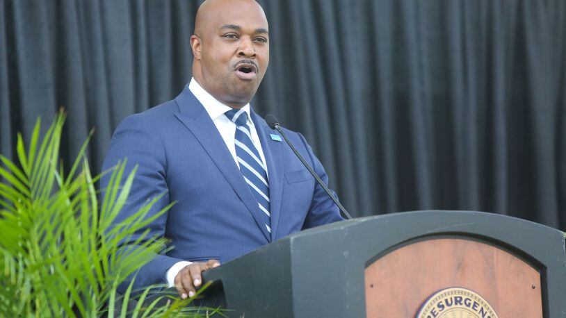 Atlanta City Council member Kwanza Hall introduced the authorizing legislation for the city to spend $5.6 million on body cameras for the Atlanta Police Department. “The time is now. Our vote sends a strong message that we want our officers to be equipped with every tool they need to ensure their safety and that we are committed to transparency for our citizens in their interactions with law enforcement.” EMILY JENKINS/ EJENKINS@AJC.COM