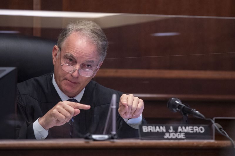 Superior Court Judge Brian Amero speaks to attorneys during a hearing on the motion to dismiss the case of the review of Fulton County elections ballots to determine fraud at the Henry County Courthouse in McDonough, Monday, Sept. 20, 2021. (Alyssa Pointer/Atlanta Journal Constitution)