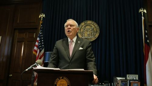 Gov. Nathan Deal said he would veto the "religious liberty" legislation on Monday. Bob Andres/AJC Photo