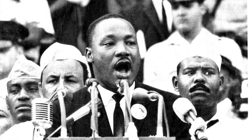 The Rev. Martin Luther King Jr., shown giving his “I have a dream” speech in 1963, is the focus of a document included among files released Friday by the National Archives in relation to John F. Kennedy’s assassination. AJC FILE PHOTO FROM UPI
