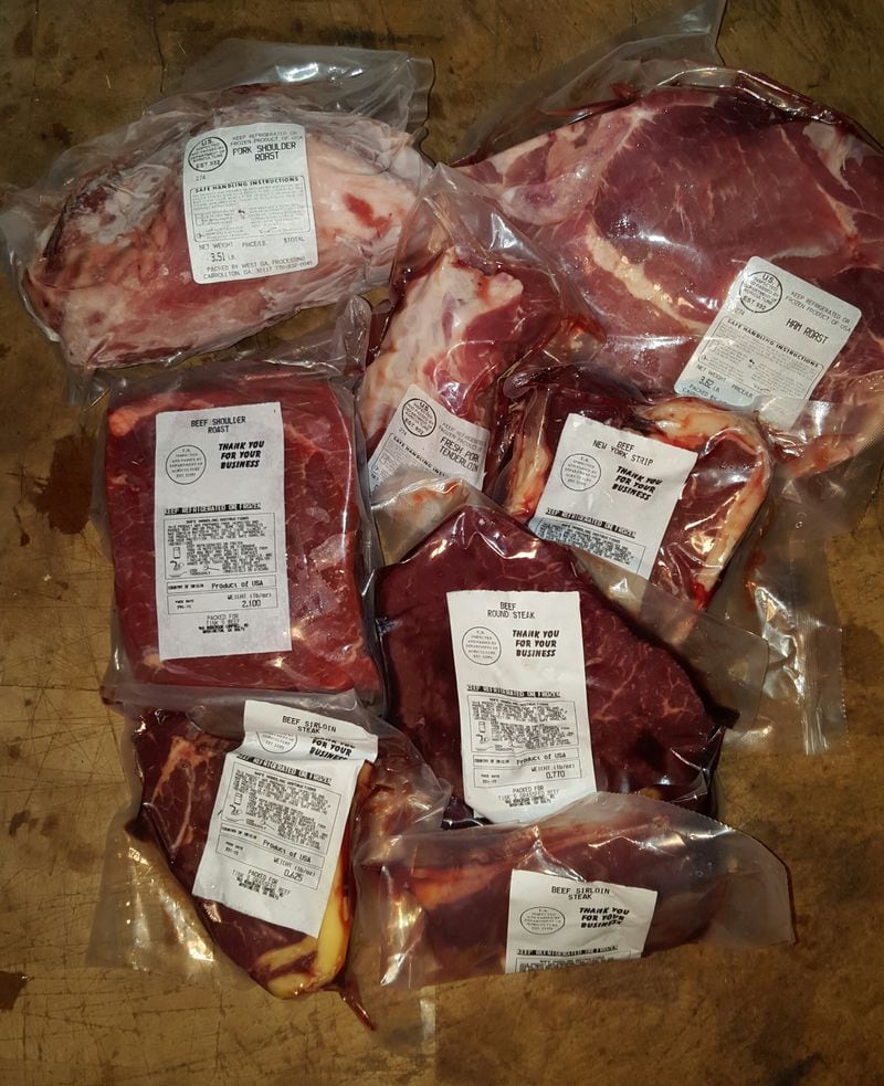 Shoulder roasts, ham roasts, steaks and pork tenderloin - here's an example of the beef and pork cuts 