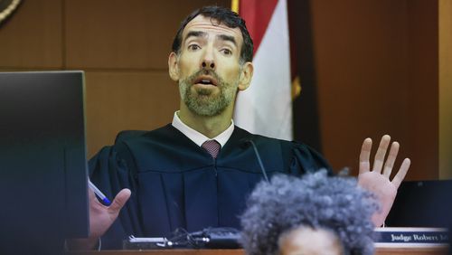 Despite a request from state attorneys, Fulton County Superior Judge Robert McBurney won’t delay a trial over Georgia’s new abortion law. He is pictured in an Atlanta courtroom on Aug. 25, 2022. (Bob Andres for the Atlanta Journal Constitution)