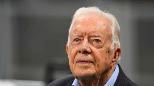 FILE PHOTO: Former President Jimmy Carter returned to Maranatha Baptist Church to teach Sunday school for the first time since having hip surgery. (Photo: Scott Cunningham/Getty Images)
