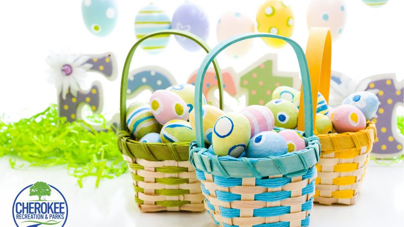 Pre-filled Easter baskets are requested by Cherokee Recreation and Parks for local children in the foster care system. (Courtesy of Cherokee County)