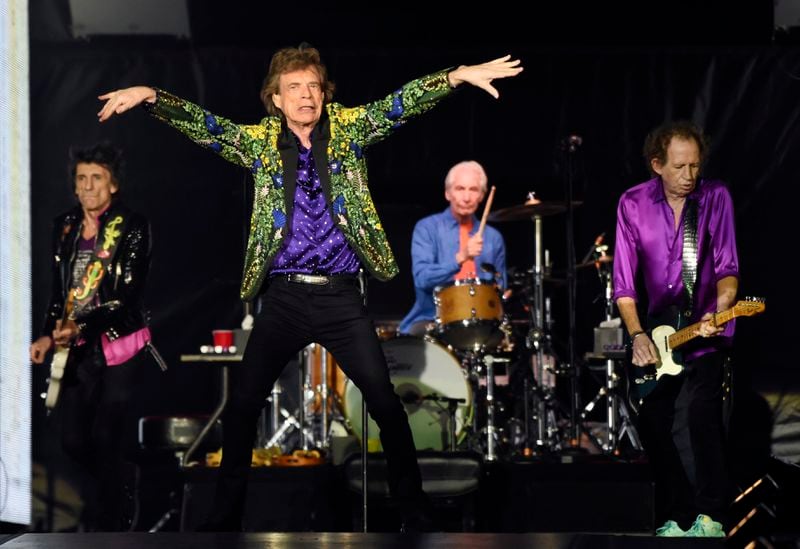 From left, Ron Wood, Mick Jagger, Charlie Watts and Keith Richards of the Rolling Stones perform during their concert at the Rose Bowl, Thursday, Aug. 22, 2019, in Pasadena, Calif. (Photo by Chris Pizzello/Invision/AP)