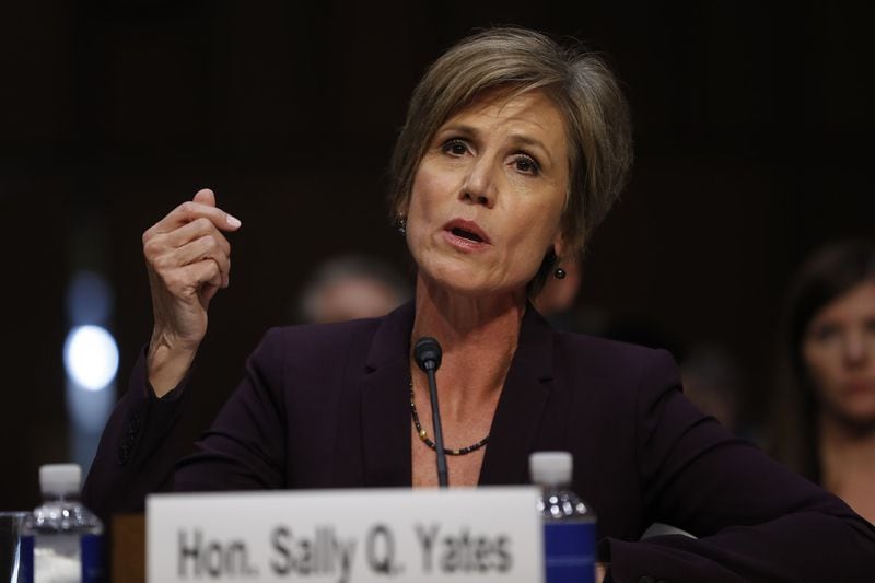 Former acting Attorney General Sally Yates testifies on Capitol Hill on Monday. (AP Photo/Pablo Martinez Monsivais)