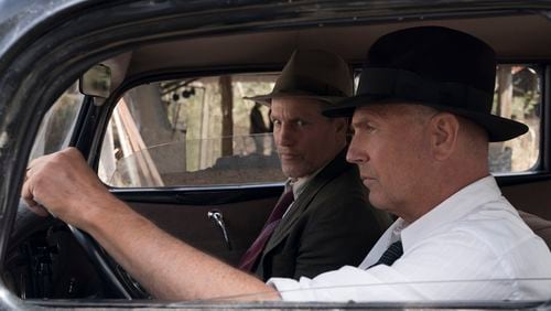 Woody Harrelson, left, and Kevin Costner play the lawmen who hunted down outlaws Bonnie Parker and Clyde Barrow in “The Highwaymen.” Hilary B. Gayle/SMPSP, Netflix