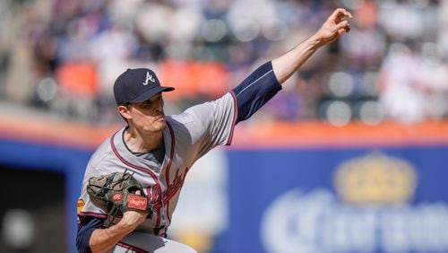 Atlanta Braves' Max Fried pitches during the first inning of a baseball game against the New York Mets, Saturday, May 11, 2024, in New York. (AP Photo/Frank Franklin II)