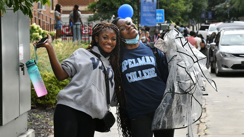 Spelman College freshman and roommates Sydney Dinkins (left) and Jashonti Wilson pose on campus in August. For Black students, attending an HBCU may be life-preserving, according to a 2020 study from Ohio State University. HBCU attendance was associated with a 35% reduction of midlife metabolic syndrome among all college-educated Black Americans. (Hyosub Shin / Hyosub.Shin@ajc.com)
