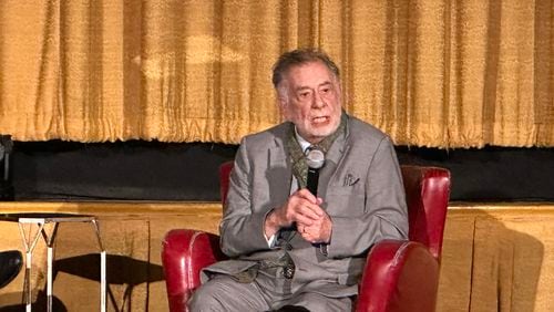 Francis Ford Coppola spun stories about his career including the 40th anniversary screening of "The Cotton Club" at the Plaza Theatre Atlanta on Sunday, April 7, 2024. RODNEY HO/rho@ajc.com