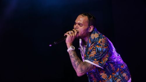 Singer, songwriter and dancer Chris Brown performing at the Tycoon Music Festival at the Ceraillis Amphitheatre in Atlanta on Saturday, June 8, 2019. (Akili-Casundria Ramsess/Eye of Ramsess Media)