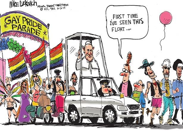 Mike Luckovich draws the pope