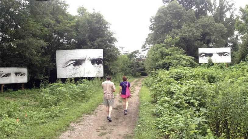 General William T. Sherman’s eyes stare at passers-by from Atlanta artist Gregor Turk’s Atlanta Celebrates Photography temporary public art installation on the Atlanta Beltline. CONTRIBUTED BY GREGOR TURK