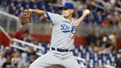 Los Angeles Dodgers relief pitcher Grant Dayton delivers a pitch during the ninth inning of a baseball game against the Miami Marlins, Saturday, Sept. 10, 2016, in Miami. The Dodgers defeated the Marlins 5-0. (AP Photo/Wilfredo Lee)