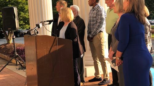 Supporters of cityhood for Eagle’s Landing hold a press conference in May after Gov. Nathan Deal signs legislation putting their effort to create Henry County’s fifth city on the November ballot. LEON STAFFORD/AJC