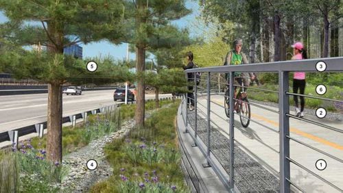 This is a rendering of what the multi-use path set to run along Ga. 400 from Atlanta to Sandy Springs will look like.