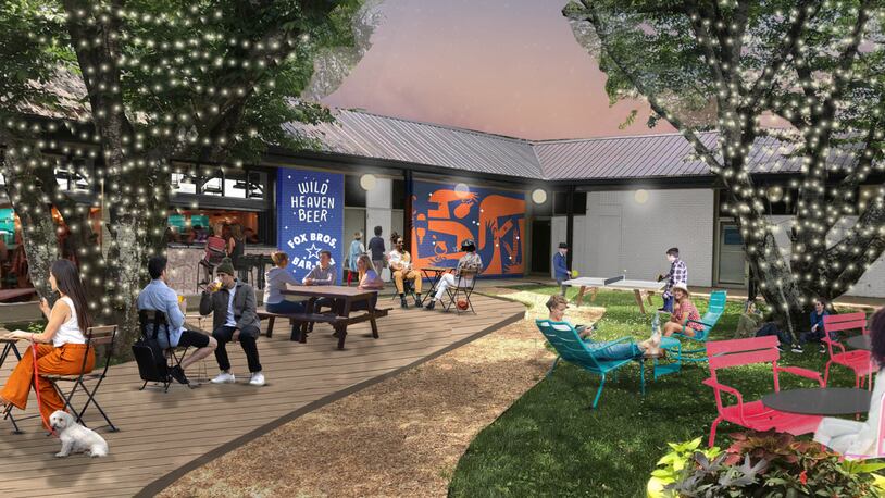 Rendering of the third location of Wild Heaven Beer, along with Fox Bros. Bar-B-Q, in Toco Hills. / Courtesy of Wild Heaven Beer