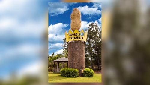 The 20-foot-tall peanut monument off I-75 welcomes visitors to Ashburn. Photo courtesy of the Turner County Chamber of Commerce.