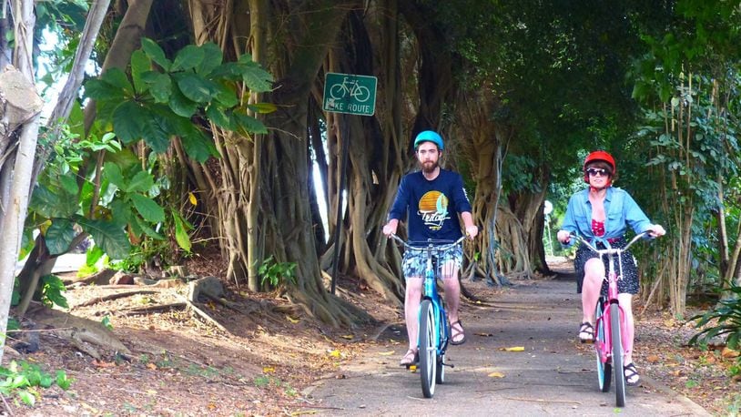 Rented cruiser bikes and a paved bike path are a great way to get around on Oahu’s North Shore. (Brian J. Cantwell/Seattle Times/TNS)