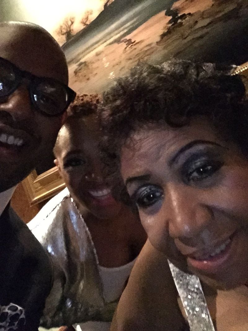 Dana Johnson, Avery Sunshine and Aretha Franklin posed for a selfie at Franklins' 2015 birthday party in New York. Photo courtesy of Dana Johnson.