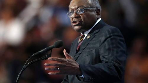 Rep. James Clyburn, D-SC, speaks during the final day of the Democratic National Convention in Philadelphia , Thursday, July 28, 2016. (AP Photo/Paul Sancya)