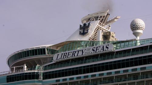 SOUTHAMPTON, UNITED KINGDOM - APRIL 22: A detail view of the 'Liberty of the Seas' in the Port of Southampton, on April 22, 2007 in Southampton, England. The enormous cruiser, owned by Royal Caribbean, is over 1000ft in length and has capacity for 4,300 passengers spread over 15 decks. (Photo by Bruno Vincent/Getty Images)