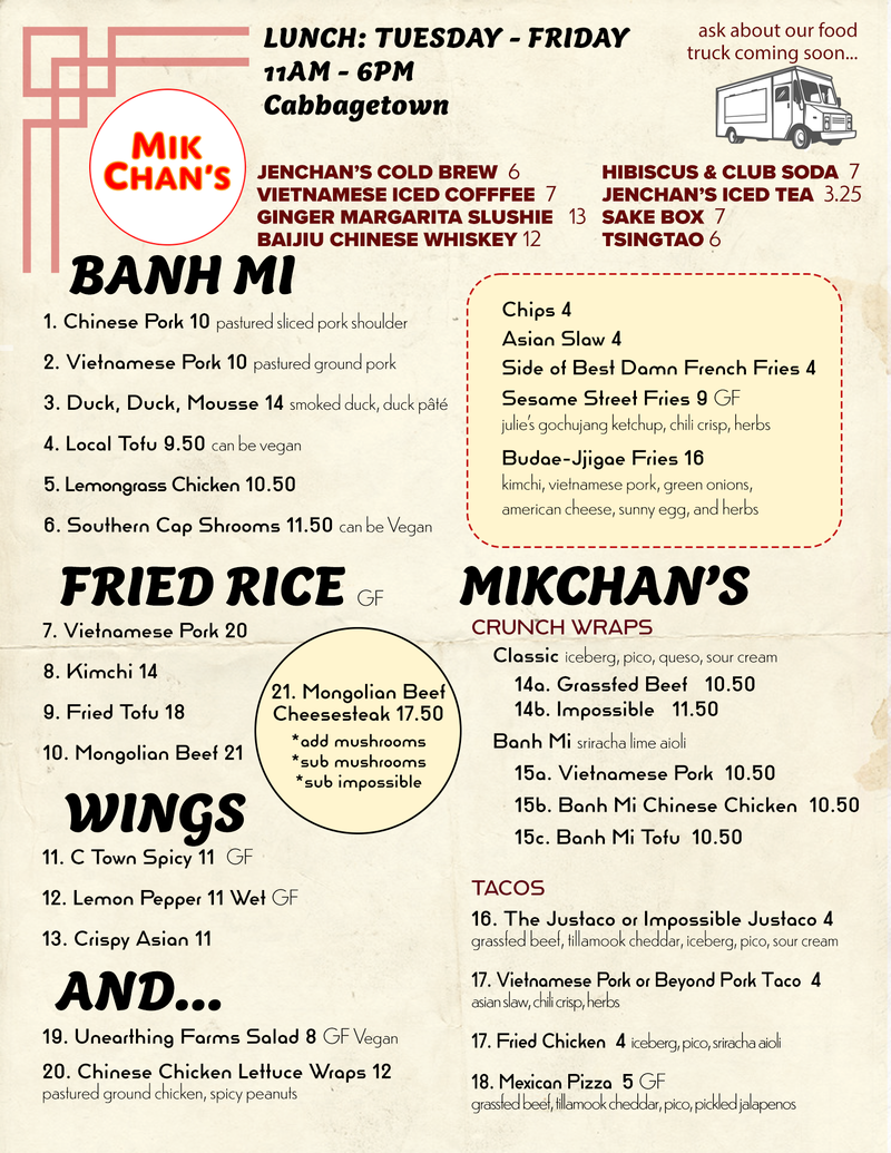 MikChan's is moving from East Atlanta Village to Cabbagetown where it will share a location with sister restaurant, JenChan's. It will offer an expanded menu.