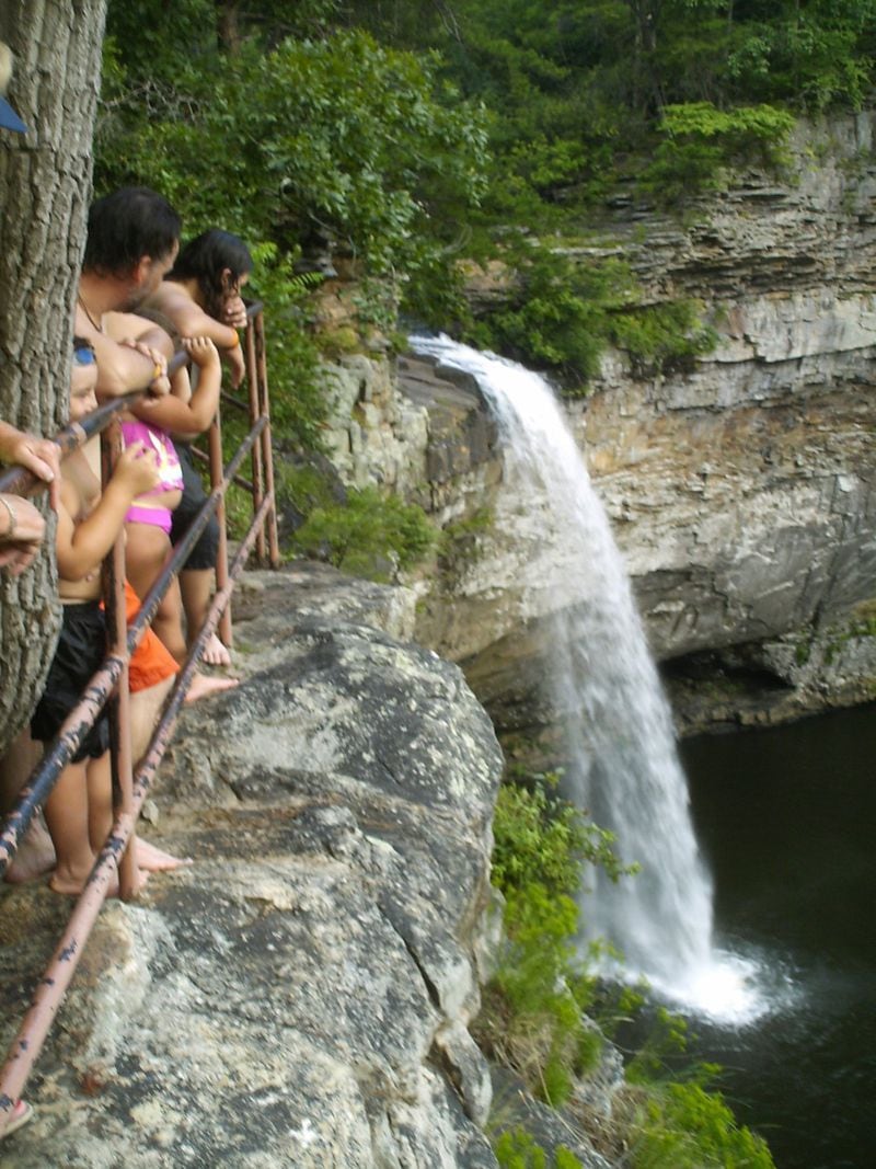 DeSoto Falls on the Lookout Mountain plateau in northeast Alabama plunges 107 feet into a basin along the course of the Little River. CONTRIBUTED BY BLAKE GUTHRIE